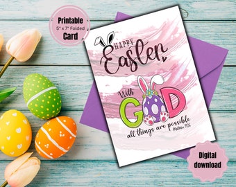 Happy Easter, Easter Bunny, Easter, Blessed Easter, Digital, instant download, Printable card