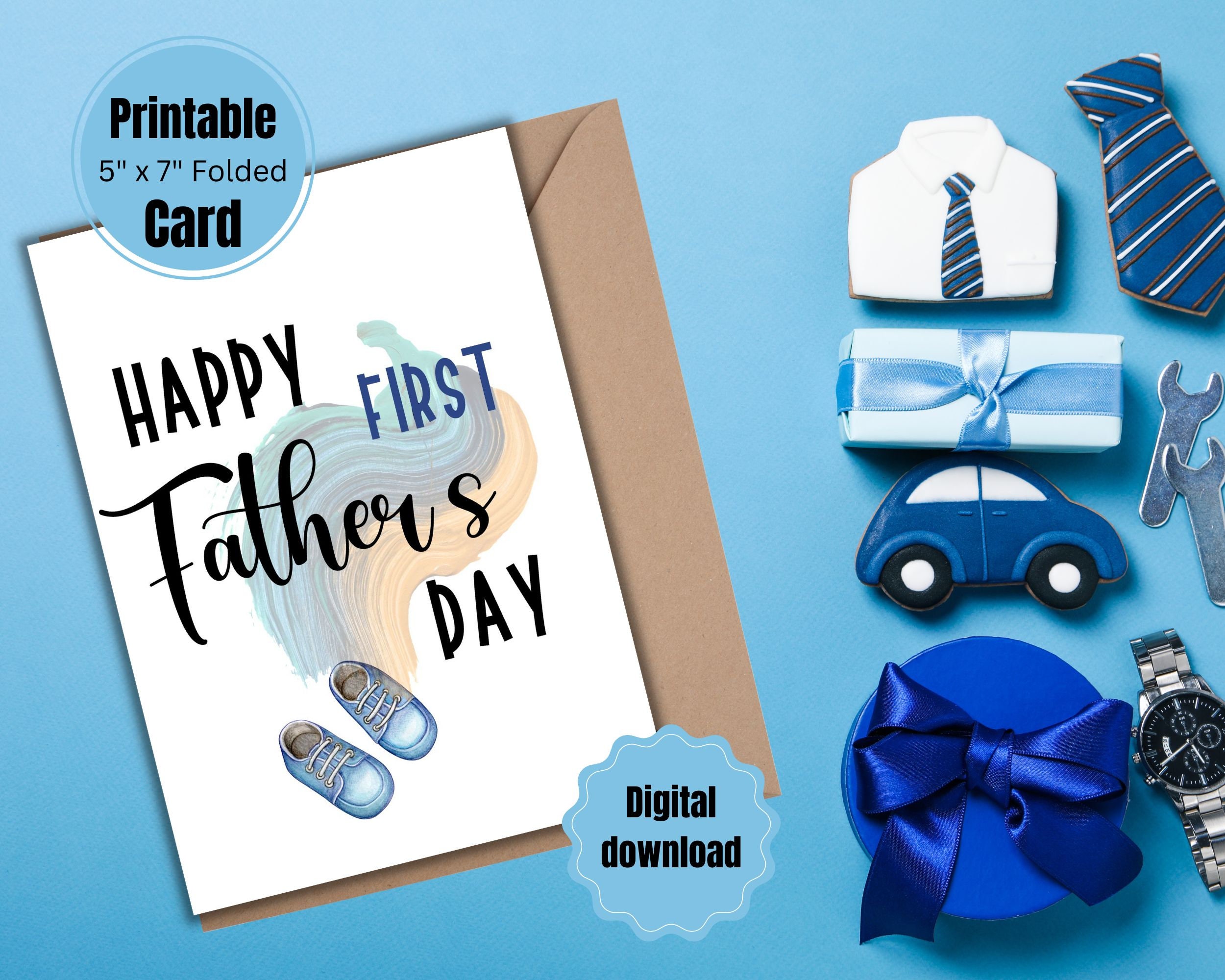 Happy Father's Day Card, First Father's Day, Greeting Card, Printable ...