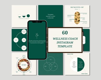 Wellness coach, Instagram templates coach, Instagram health, Green Instagram template, Life coach template, Health coach, Wellness post
