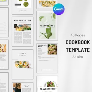 Cookbook template, Recipe book template, Printable recipe book template, ebook template,  Personalized recipe book, Family cookbook