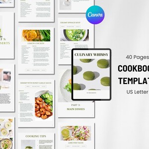 Cookbook template, Recipe book template, Printable recipe book template, ebook template,  Personalized recipe book, Family cookbook