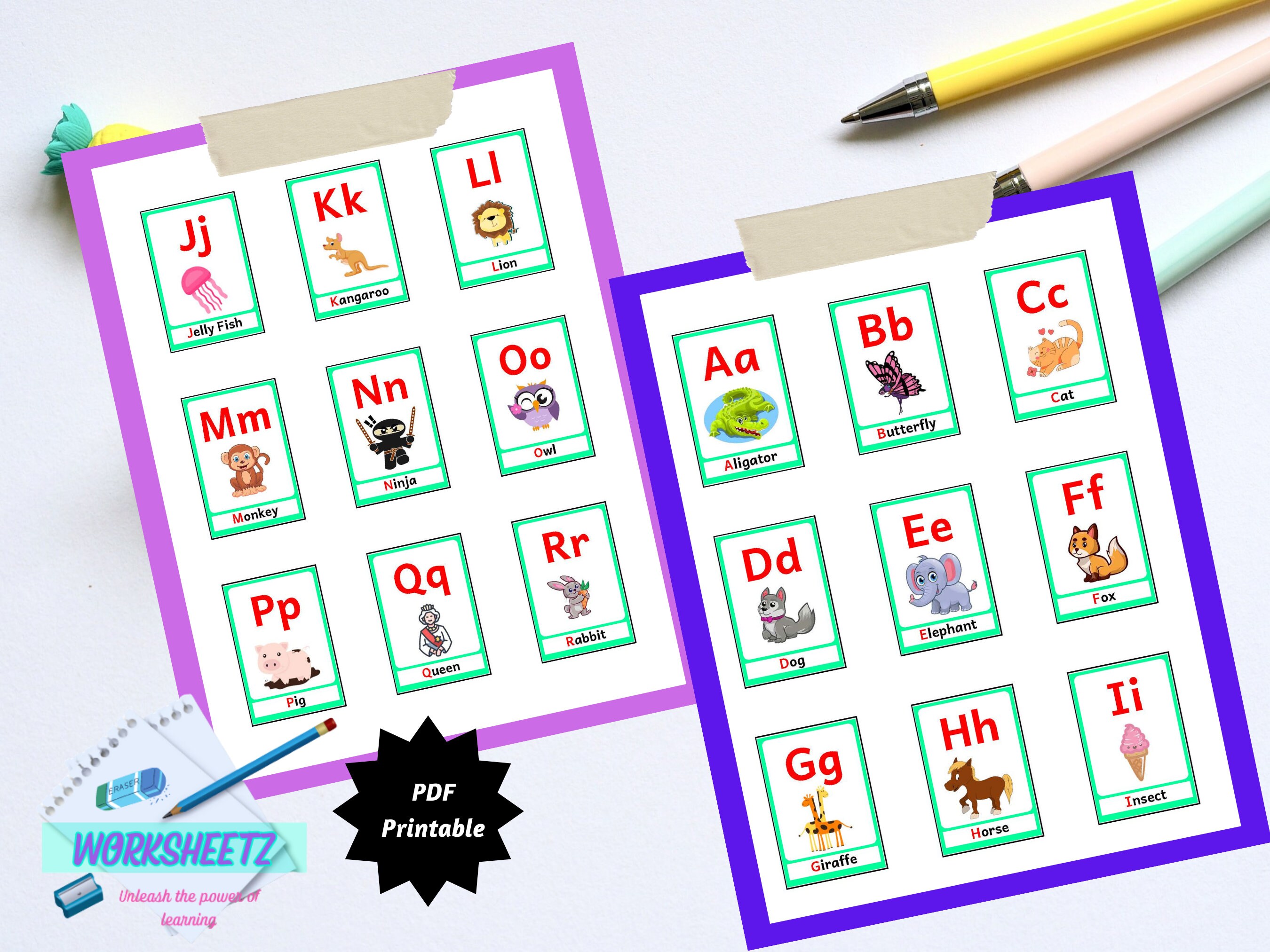 ABC Flashcards for Kids A-Z Learning Made Easy With 26 Colourful Cards ...