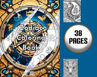 Zodiac Coloring Book - Downloadable Astrology Coloring Pages for Adults - Color 36 Zodiac Signs
