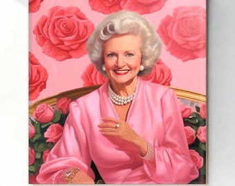 Rose Nylund Art Print: Golden Girls Portrait with Roses (Digital PNG)