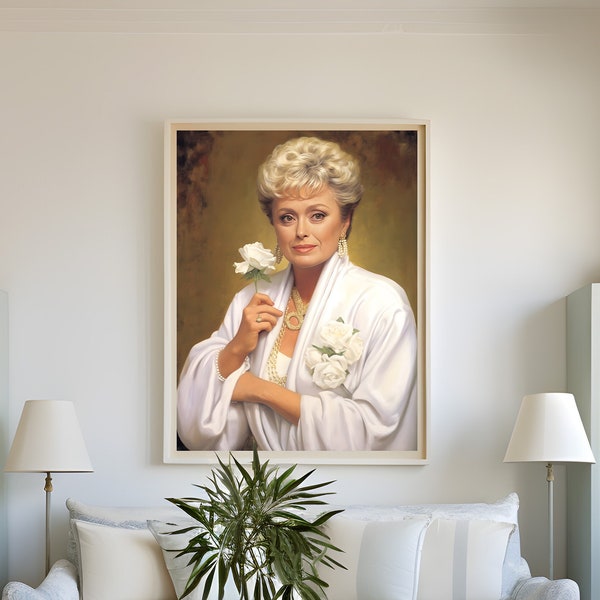 Blanche's Gorgeous Fashion Look: Acrylic Painting Art Print inspired by Golden Girls' Blanche Devereaux and Rue McClanahan Digital PNG