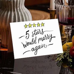 5 estrellas se casaría de nuevo - Tarjeta de Feliz Aniversario - Tarjeta Divertida para Esposo, Esposa, Novia, Novio - Descarga Digital PDF 5x7"