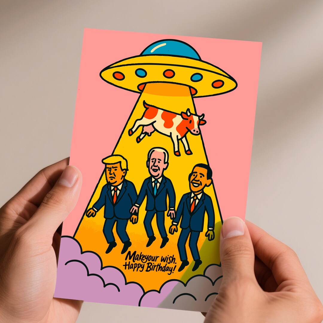 Alien Abduction Birthday Greeting Cards, UFO President Wishes, Funny ...
