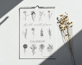 Calendrier d'anniversaire Mois de naissance Fleurs