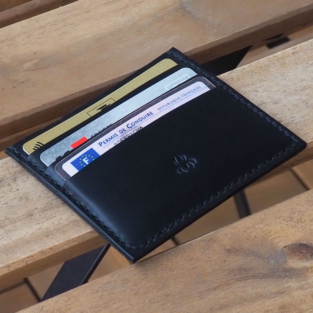 Handmade Rectangular Card Holder in Vegetable Tanned Leather - Etsy