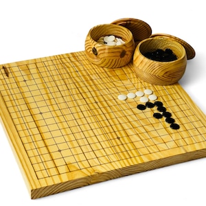 Handgemaakt grenen go-spel, klassiek strategiebord voor 2 spelers, omkeerbaar natuurlijk bord met stenen, Chinese go-banset, vaderdagcadeau