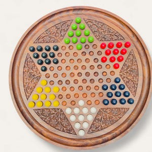 Personalized Chinese Checkers Set wooden handmade chinese checkers with Marbles custom Board Game engraved Gift wooden, 4th of july gift