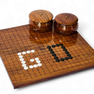 Handmade Rosewood Go Game, Classic 2-Player Strategy Board, Reversible Natural Board with Rocks, Chinese Go Ban Set, go  personalized gift