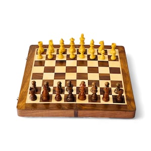 Juego de ajedrez de viaje plegable magnético personalizado hecho a mano - Tablero de ajedrez portátil, juego de ajedrez de viaje magnético, regalo personalizado para el Día del Padre