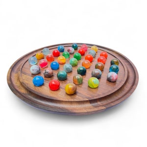 Personalized Solitaire Board Game handmade with Resin Marbles - custom solitaire board game, Custom Gift Marbles game