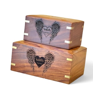 Personalized Rosewood Pet Urn: Handmade Wooden Dog Urn with Brass Paws