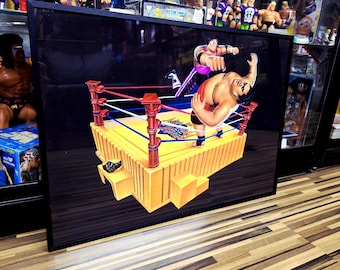 WWF Hasbro King of the Ring Poster – Bret Hart vs Yokozuna A2 Wrestling Art Print wwf hasbro action figures yellow hasbro ring