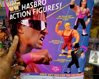 MAILAWAY WWF Hasbro Action Figures: Bret Hart, Hulk Hogan, Undertaker Mailaway Poster Hasbro Checklist Vintage Wrestling
