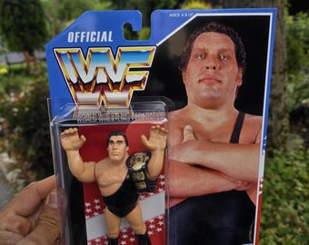 Original Andre the Giant WWF Hasbro Custom Action Figure – Vintage Winged Eagle Championship Belt & Sliding Bubble Cardback