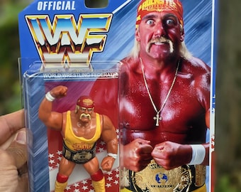 Original Hulk Hogan WWF Hasbro Custom Action Figure – Vintage Winged Eagle Championship Belt & Sliding Bubble Cardback