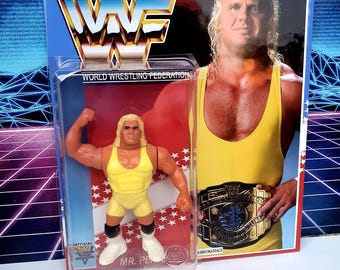 Original MR. Perfect Curt Hennig WWF Hasbro Action figure + custom CARDBACK + sliding bubble wrestling wwe comes with Belt!