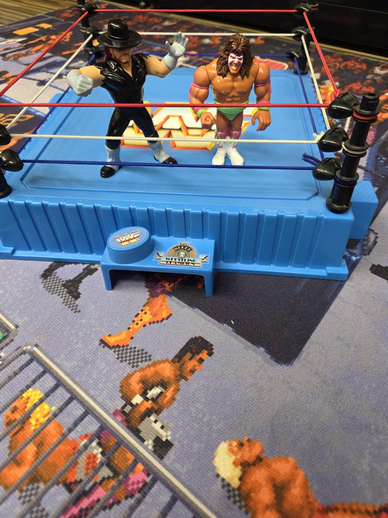 WWF Blue Royal Rumble Retro Rug Carpet floor mat Wrestling 16 Bit Video ...