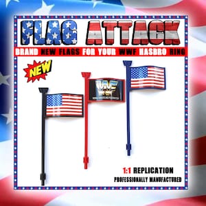 WWF HASBRO Replacement Ring Flag for Hasbro Wrestling Ring - Professional Factory Grade - Injection Molded ABS - Red Blue Black Options
