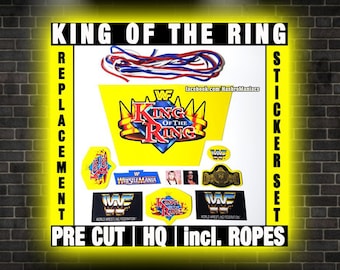 YELLOW WWF Hasbro Ring Replacement StickerS & Ropes Wrestling WWE Decals Ljn Jakks Mattel Retro Hasbromaniacs King of the Ring Galoob Blue