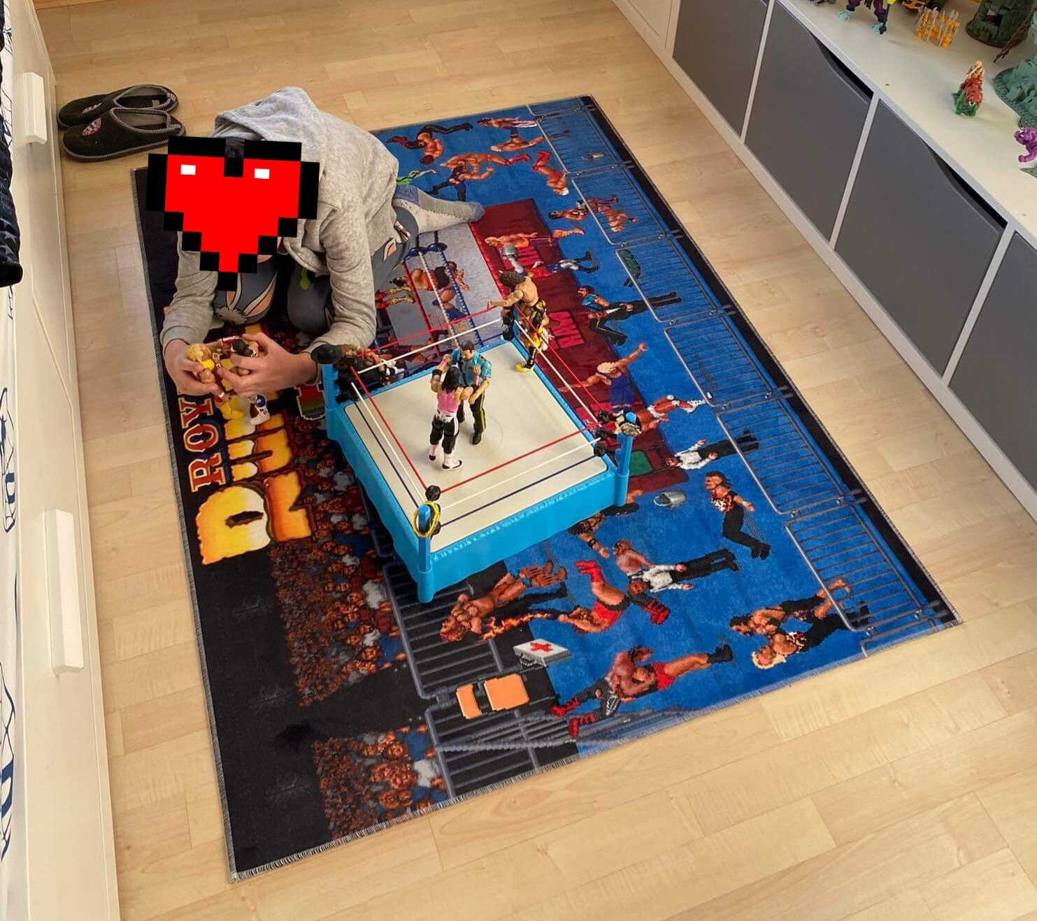 WWF RAW Royal Rumble Retro Rug Carpet Floor Mat Wrestling 16 Bit Video
