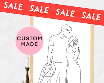 Custom Personalised Line Art | Couple Family Friends | Outline Drawing, Design from Photo | Minimal | Digital/A5/A4/A3 Poster | Korean Style