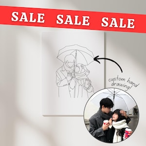Digital/A5/A4 Custom Personalised Line Art Couple Family Friends Pets Tattoo Outline Drawing Perzonalised Gift Portrait Printable Poster