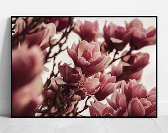 Magnolie Wandbild Fine Art Fotografie Blumen Poster Botanik Print Natur Wandkunst Florale Wohndeko für Wohnzimmer Schlafzimmer Arbeitszimmer