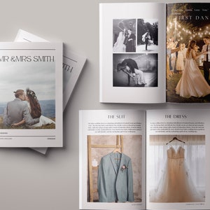 BOHO Wedding Magazine Photo Album Template, Wedding Anniversary Gift, Coffee Table Photo Book, Printable Digital Canva Download