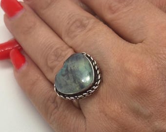 Blue Peruvian Opal |Silver Ring| Peru Jewelry| Handmade