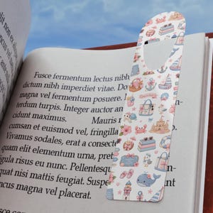 Coquette nautische bladwijzer I Shell anker picknickmand Bow Sea | Ocean Beach-pictogrammen bladwijzer | Nautisch zomerpatroon I pastelkleuren