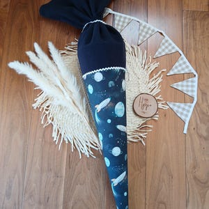 XL school cone space rocket 85 cm, large fabric school cone, large school cone rocket space