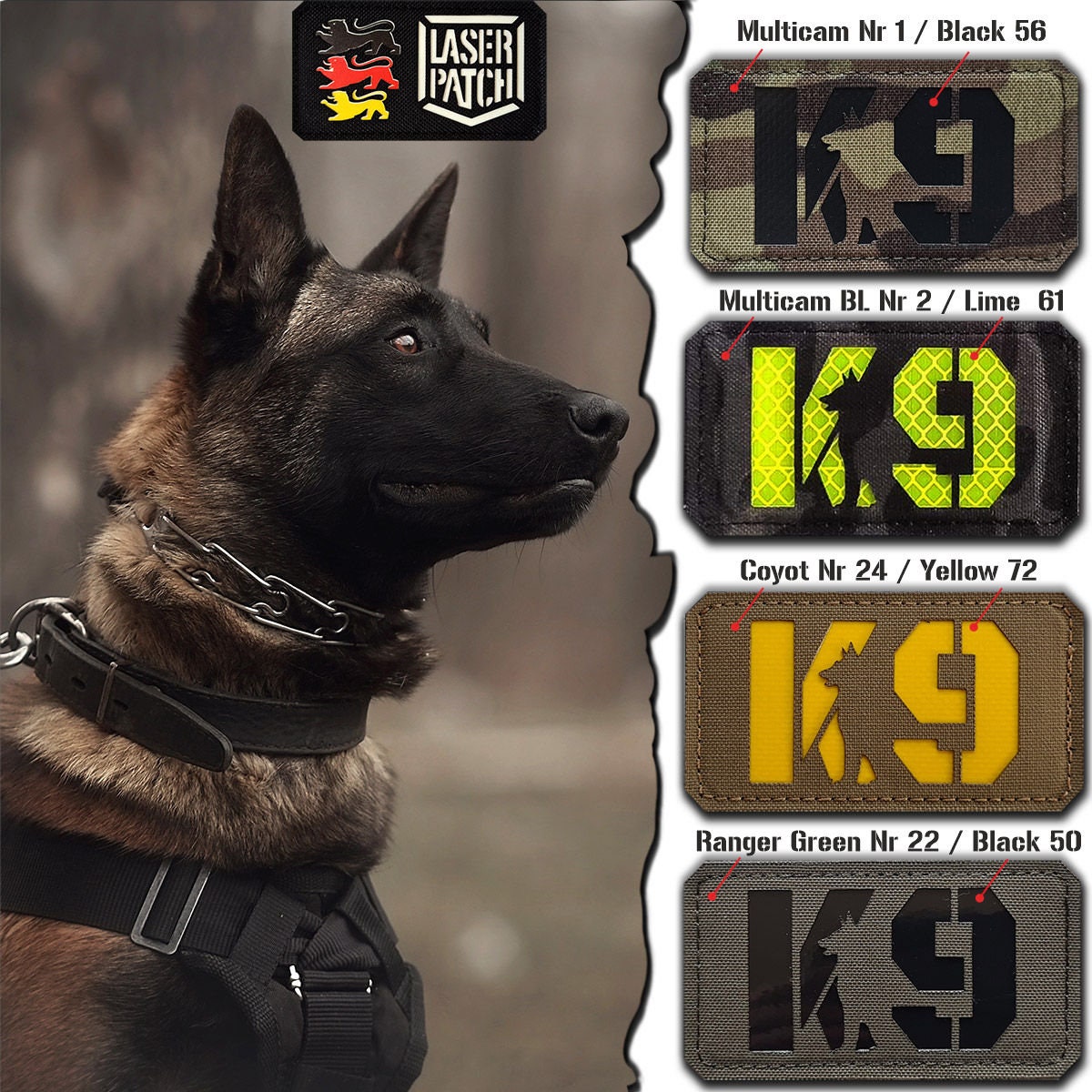 Sheriff K9 Embroidery Patch 3x8 and 2x6 Inches Hook OD Green 