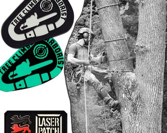 Tree Climber I Tree Care Chainsaw Carabiner for Arborist Forester Laser Cut Cordura Patch with Velcro