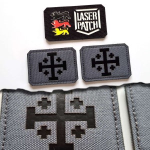 Jerusalem Crusaders 2"x 2" Christian Embroidered Knights Holy Sepulcher Laser Cut Patch with Velcro