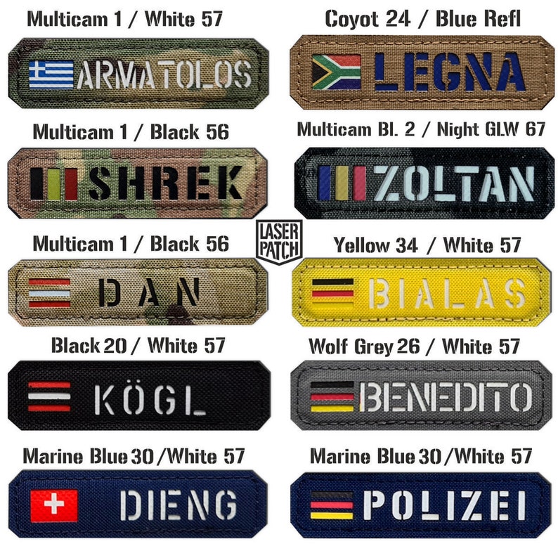 Patch Cordura découpé au laser You Name with Flag avec Velcro 90 x 25 mm image 3