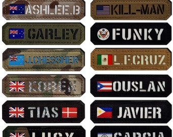 You Name with Flag Laser Cut Cordura Patch mit Klett 90x25mm