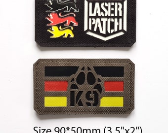 K9 3,5"x2" Flag Germany Laser Cut Cordura Patch with Velcro
