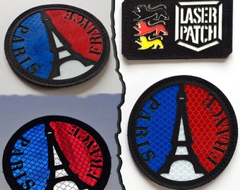 France Paris Patch Découpé Laser 90 mm avec Velcro