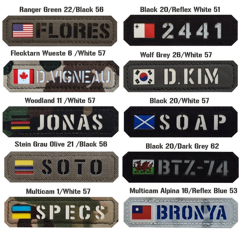 Patch Cordura découpé au laser You Name with Flag avec Velcro 90 x 25 mm image 2