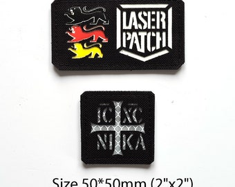 ICXC NIKA Christogram Cross Orthodox 2"x2" Laser Cut Patch with Velcro