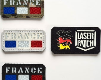 France Flag Drapeau Français Tricolore Armée Tricolor Lasercut Patch with Velcro