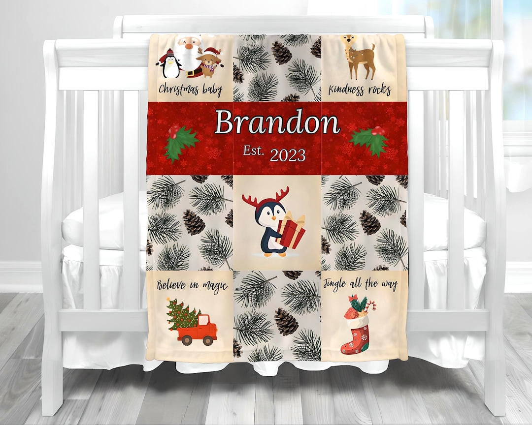 Personalized Name Baby Blanket Christmas Baby Blanket Etsy