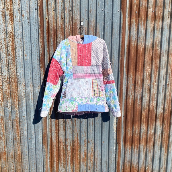 hoodie, loungewear, cozy, womens gift, patchwork quilt, spring