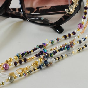 Brillenkette, Cosmic Glitter Sonnenbrillen Kette, Perlen Brillenhalter, Glanz, Zierlich und Trendy, geschmückt mit Kristallperlen