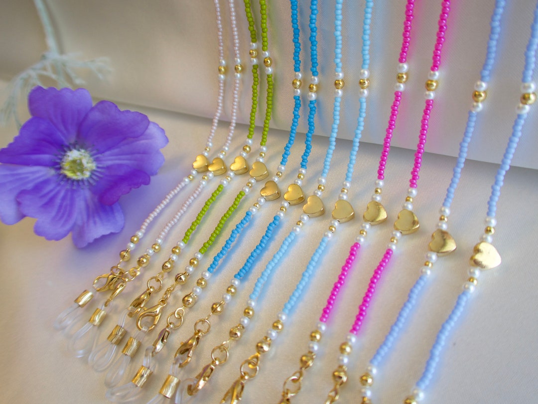Seed Bead Glasses Chain Beaded Glasses Chain Dainty Eyeglass Etsy