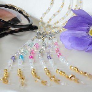 Brillenkette, Perlenbrillenkette, Brillenkette, Brillenhalter, Brillenkette, Brillenkette mit Kristallperlen